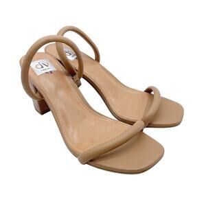 Dolce Vita Women's Halsty Two‎ Band Block Heel Sandals Tan Leather Size 9.5